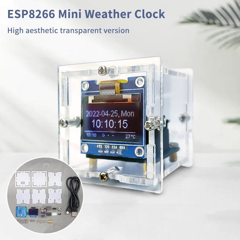 Diy Electronics Project Kit - ESP8266 Mini-Wetteruhr-Bausatz DIY-Lötprojekt - Multifunktionale WLAN-Digitalwetterstation